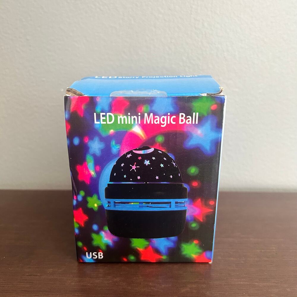 USB-powered LED Mini Magic Ball Stage Light and Starry Projector, Black